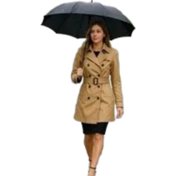 J. Crew Women's 8P Trench Coat Tan Double Breasted Classic Lined Belted EUC - Picture 1 of 15